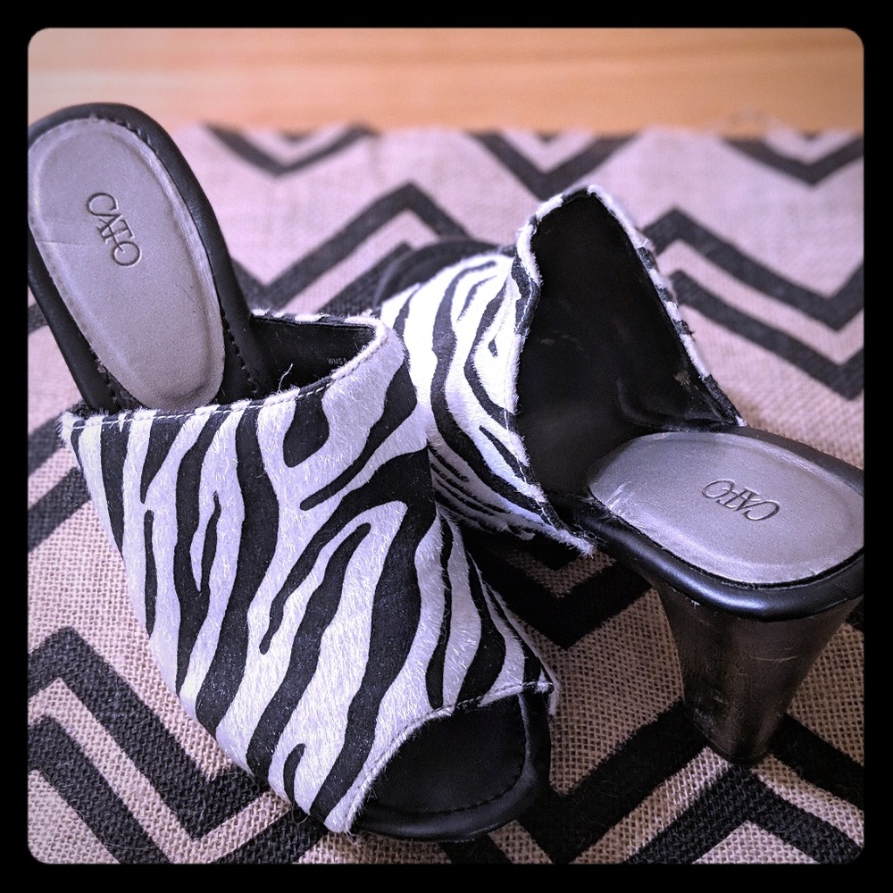 3/$25-zebra print mules